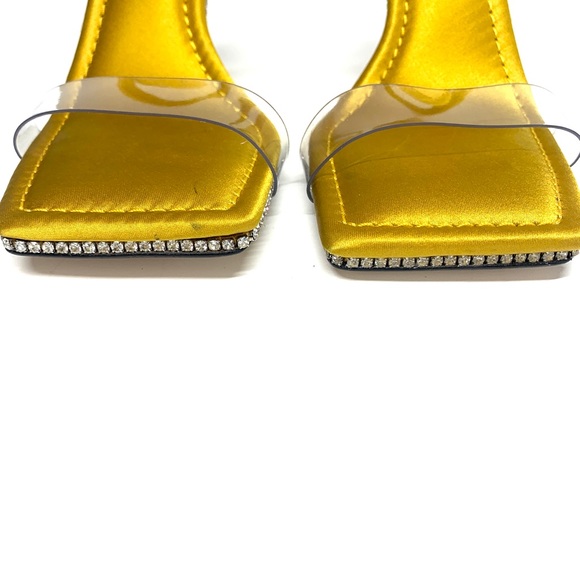 Good American Yellow Crush Slingback Rhinestone Lucite Sandals - Picture 5 of 9